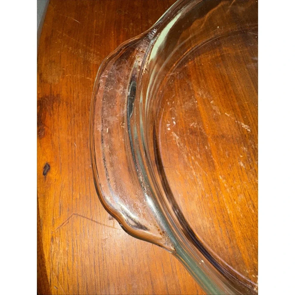 Vintage Fire king Clear Glass 9in Pie Dish #450 OLA51‎